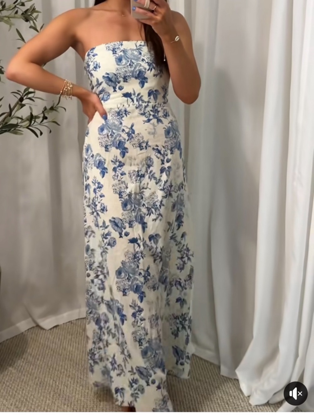 Strapless Blue Floral Maxi Dress - Classic Summer Style